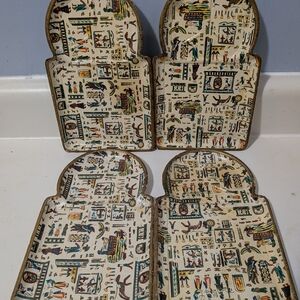Set of 4 Egyptian Themed Decorative Trays